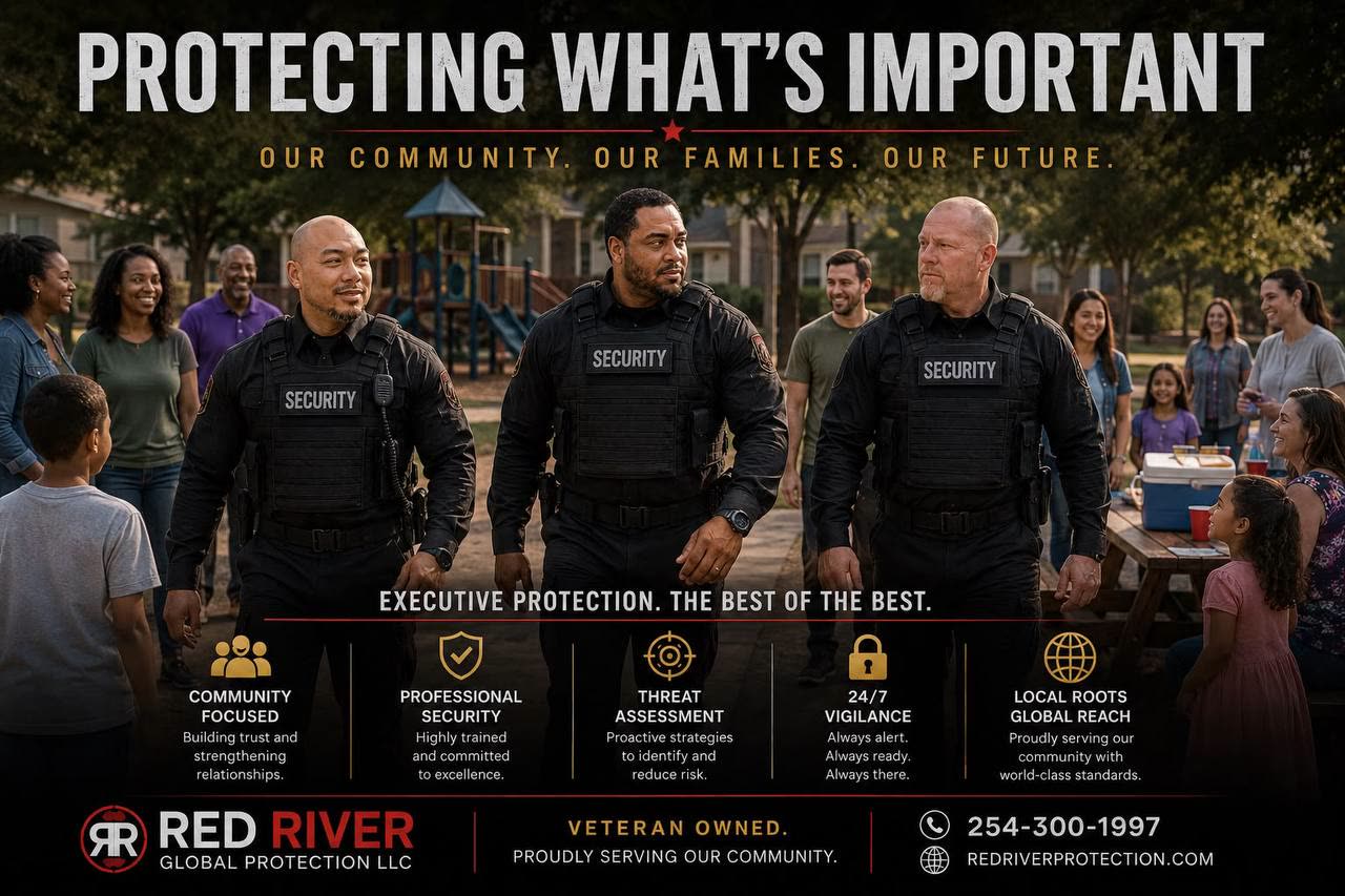 Red River officers at a neighborhood park with local families